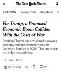 美媒：美国经济繁荣愿景因对伊战争而岌岌可危